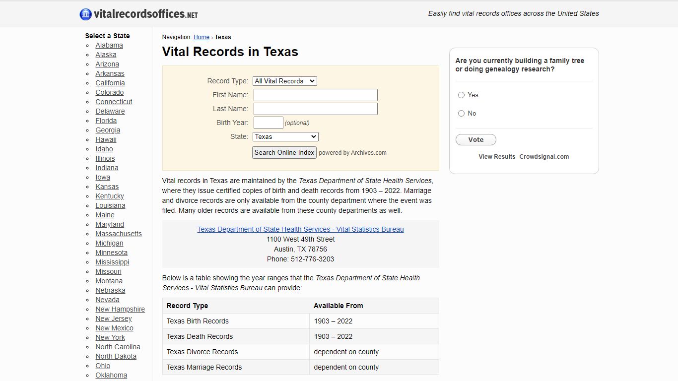 Vital Records in Texas